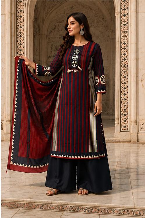 Cotton printed straight kurti set