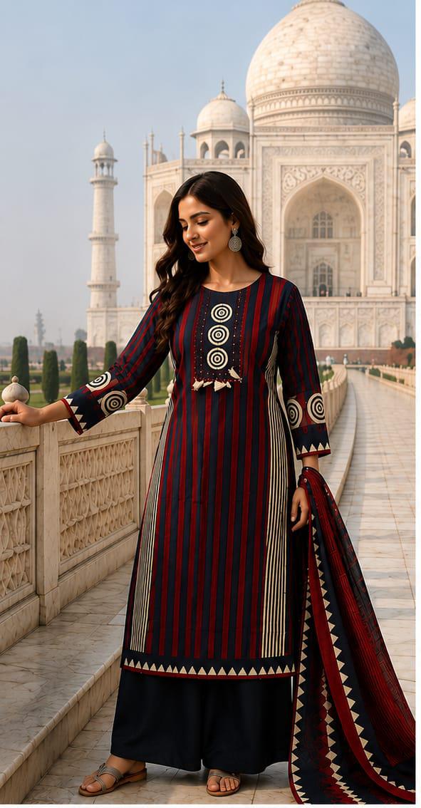 Cotton printed straight kurti set