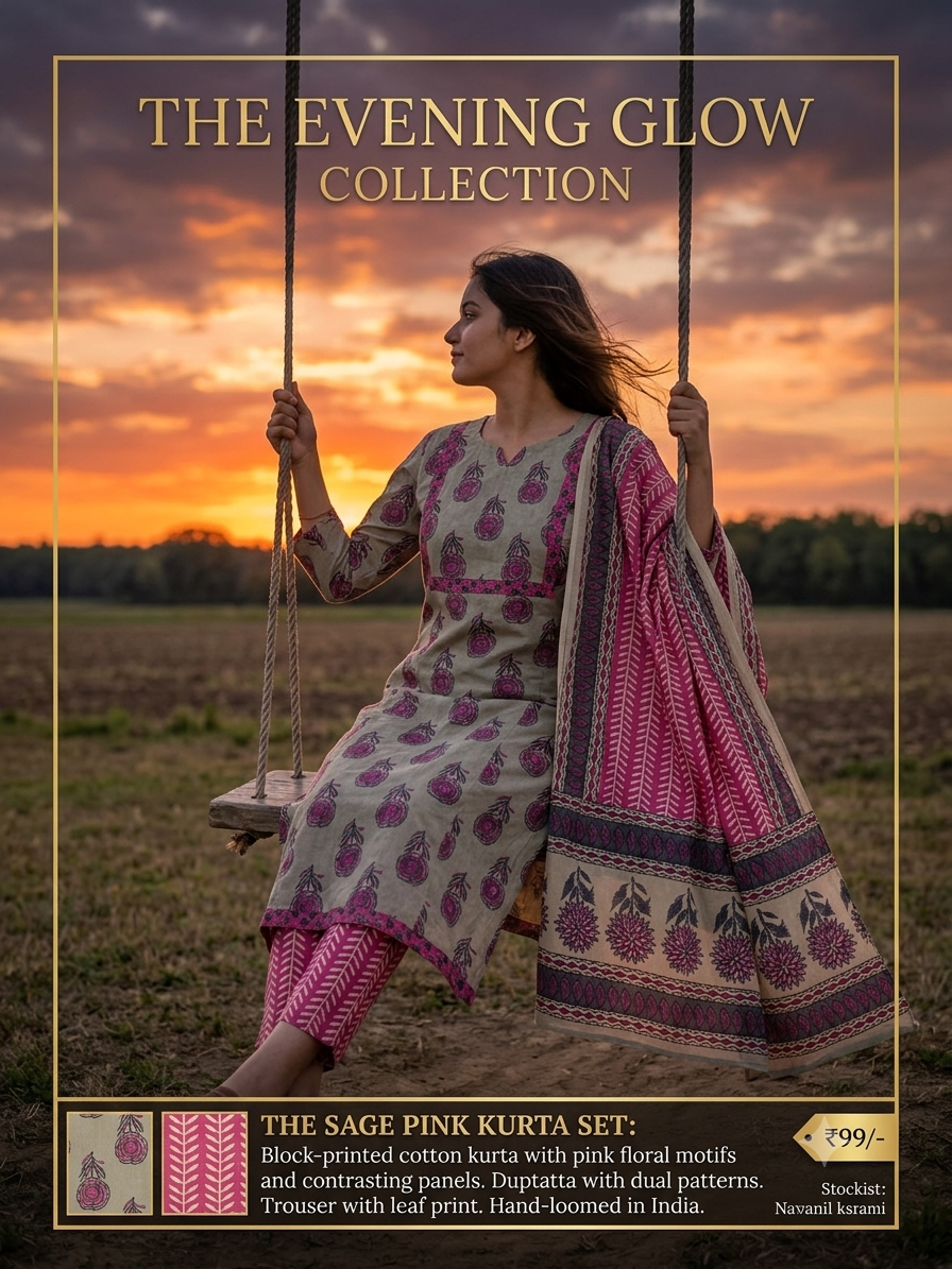 Beige & pink floral printed cotton kurta set with dupptta for women